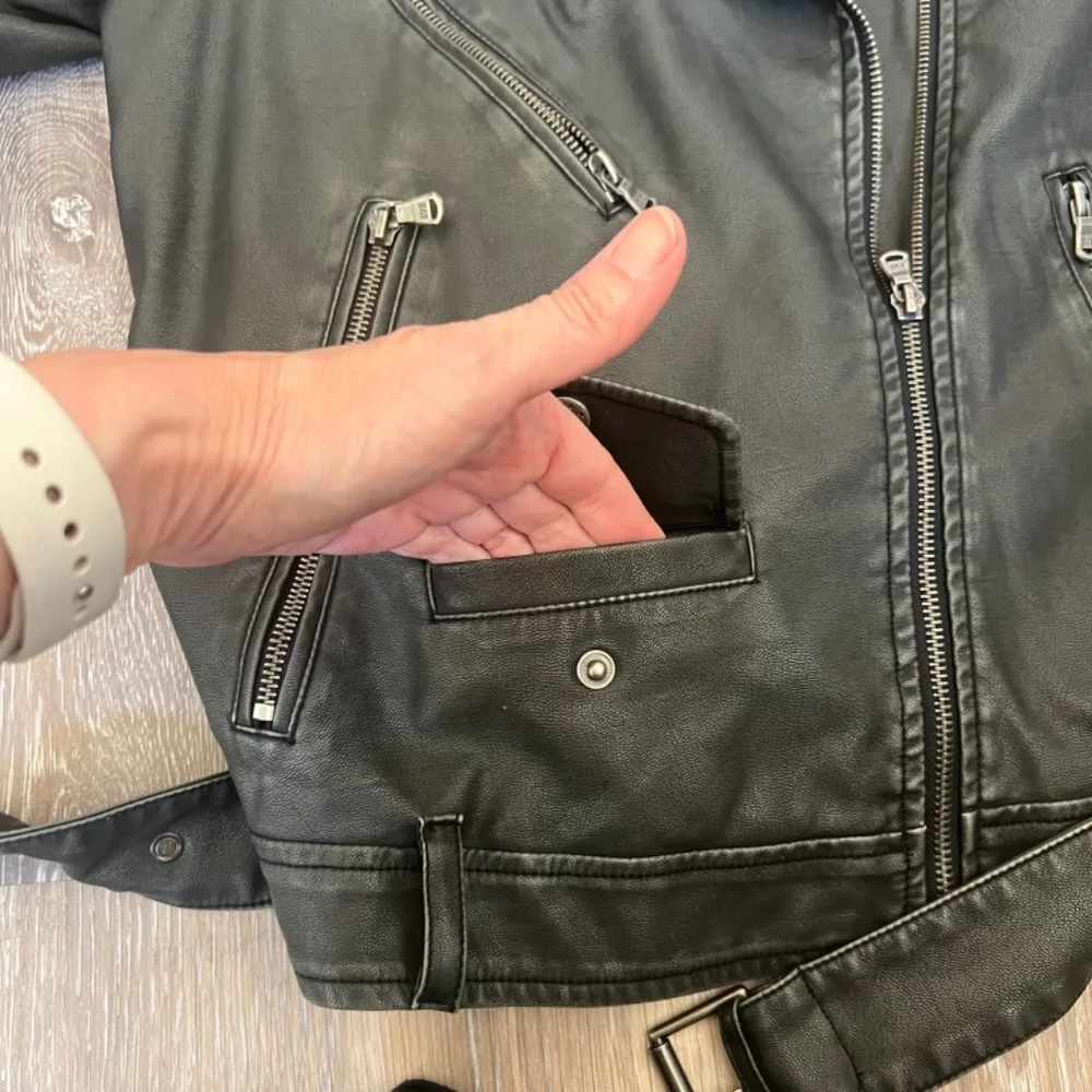 Vegan Faux Leather Moto Jacket Size 2 - Picture 6 of 13